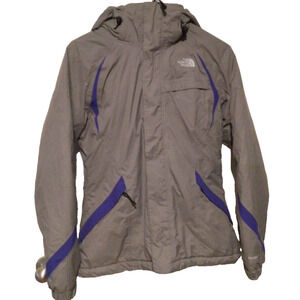 The North Face Women’s Gray Purple Hooded Full Zip Snap Jacket Outdoor Size S